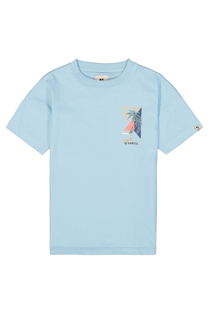 GARCIA - T-shirt bleu ciel + palmiers