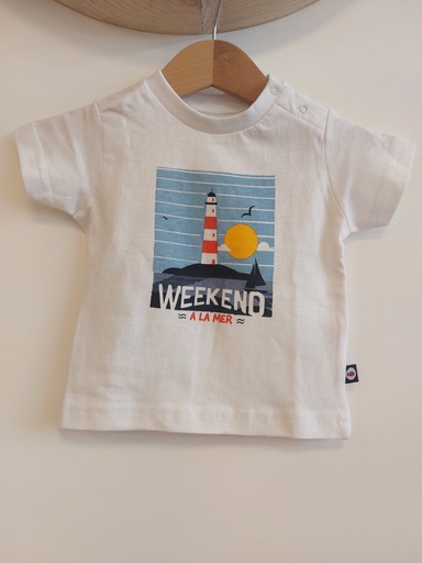 WEEK END A LA MER - T-shirt blanc+ phare VIVELAVIE 