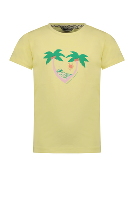 MOODSTREET - T-shirt jaune pâle+ palmier 
