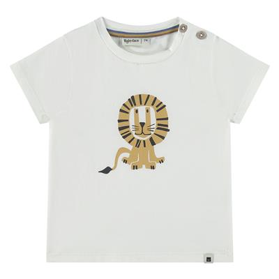 [NWB24327657] BABYFACE - T-shirt écru MC + lion moutarde