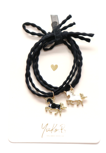 [YB-500-147] YUKO - Bracelet noir + licorne