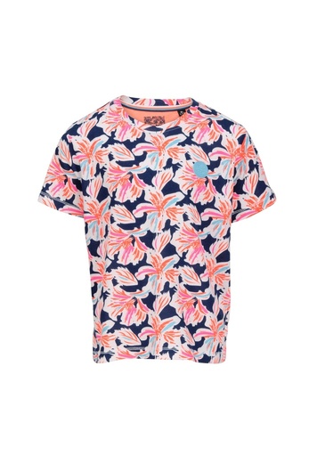 [2401BTEE15] J&JOY - T-shirt fleur orangé, rose et bleu