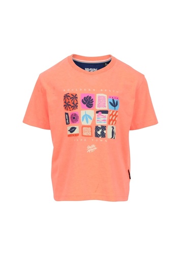 [2401BTEE16] J&JOY - T-shirt corail + dessin coloré