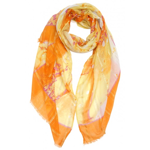 ACCESS - Foulard orange/jaune + fil lurex